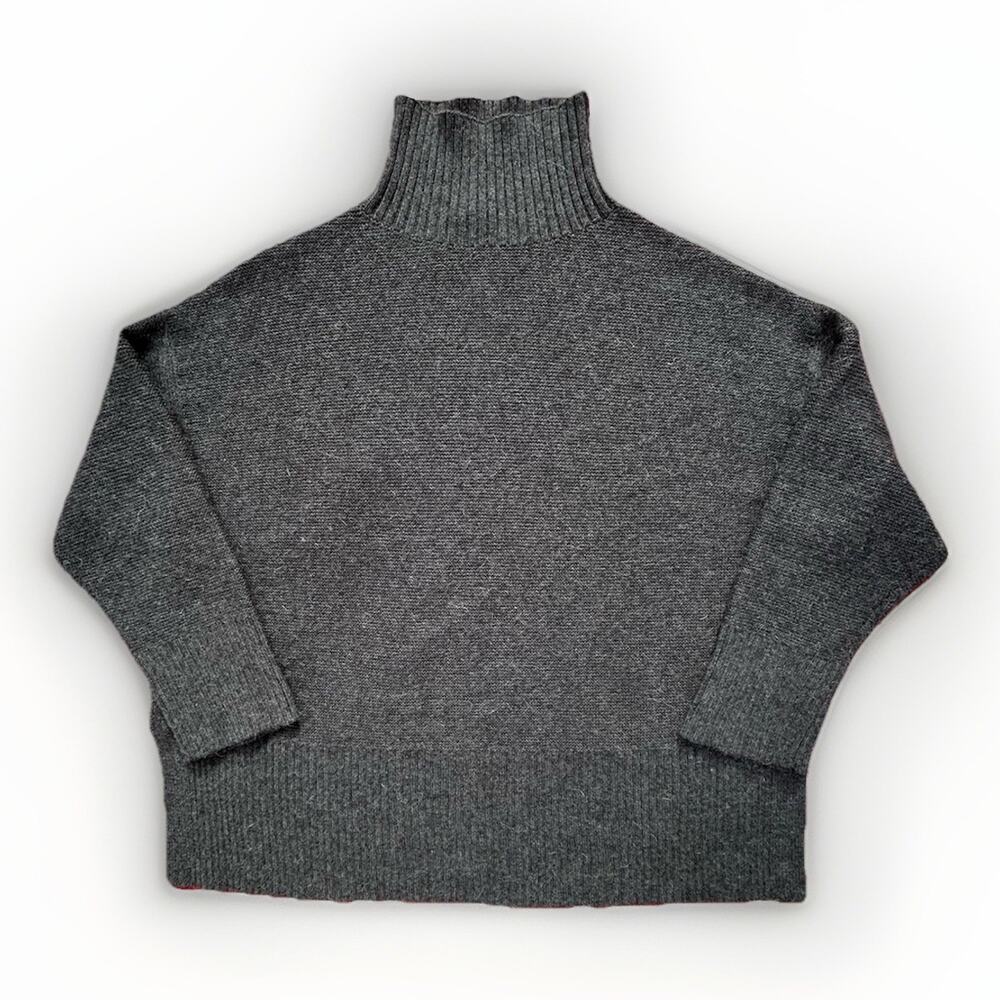 Poetry Alpaca Cotton Blend Turtleneck Sweater Women's Size 10 Gray Boxy Chunky